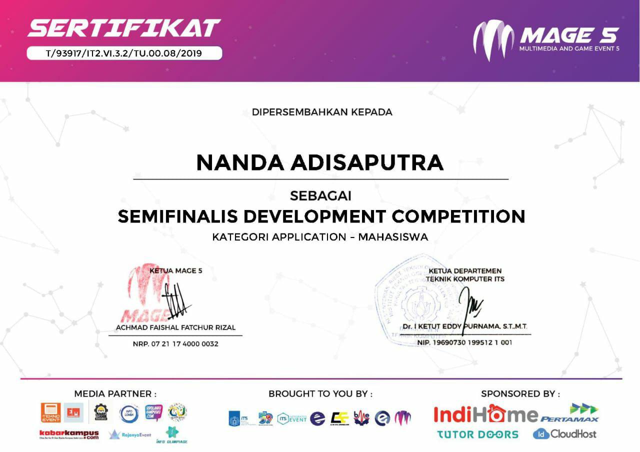 Sertifikat MAGE ITS Nanda Adisaputra